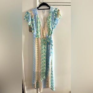 NWT Francesca Blue Rain Madonna Multi Wrap Dress